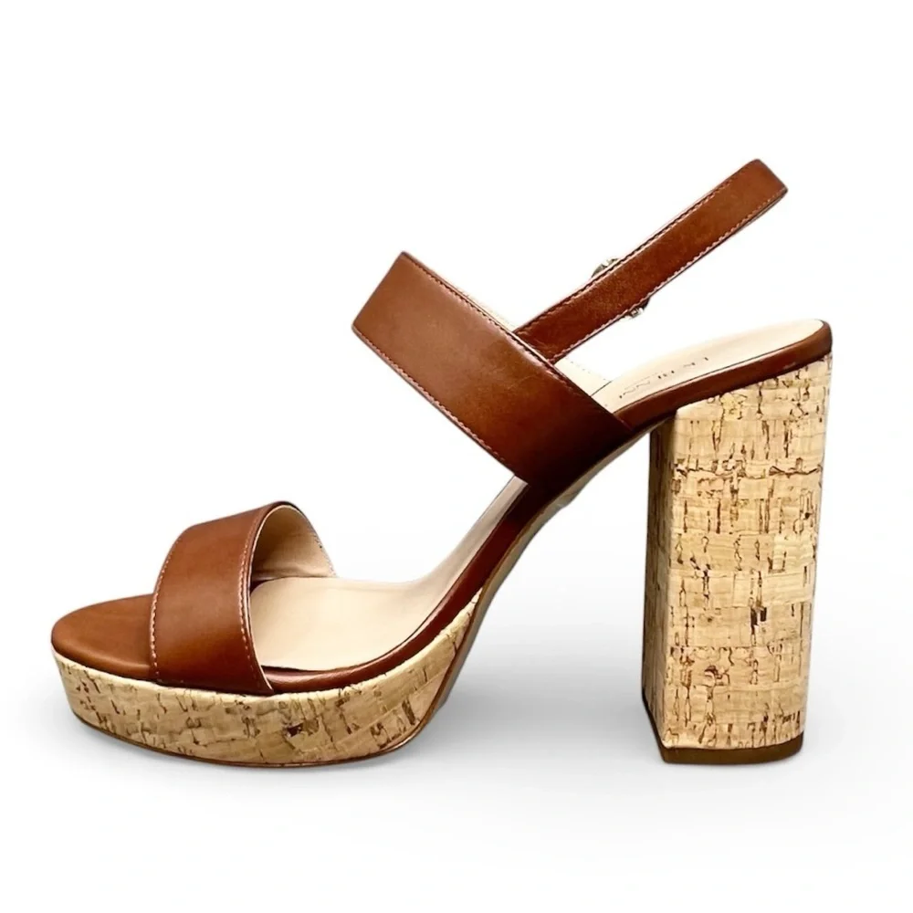 L.K. Bennett Misty Tan Leather and Cork Platform Sandals Euro Size 40 New NWT
